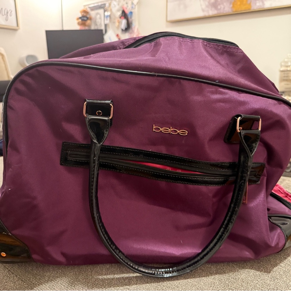 bebe Giselle 22” Rolling Duffel / Trolley Bag Purple Travel Weekender Luggage